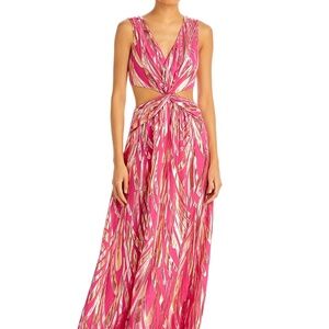 Ramy Brook Irene Twist-Front Cutout Jacquard Gown Size 8